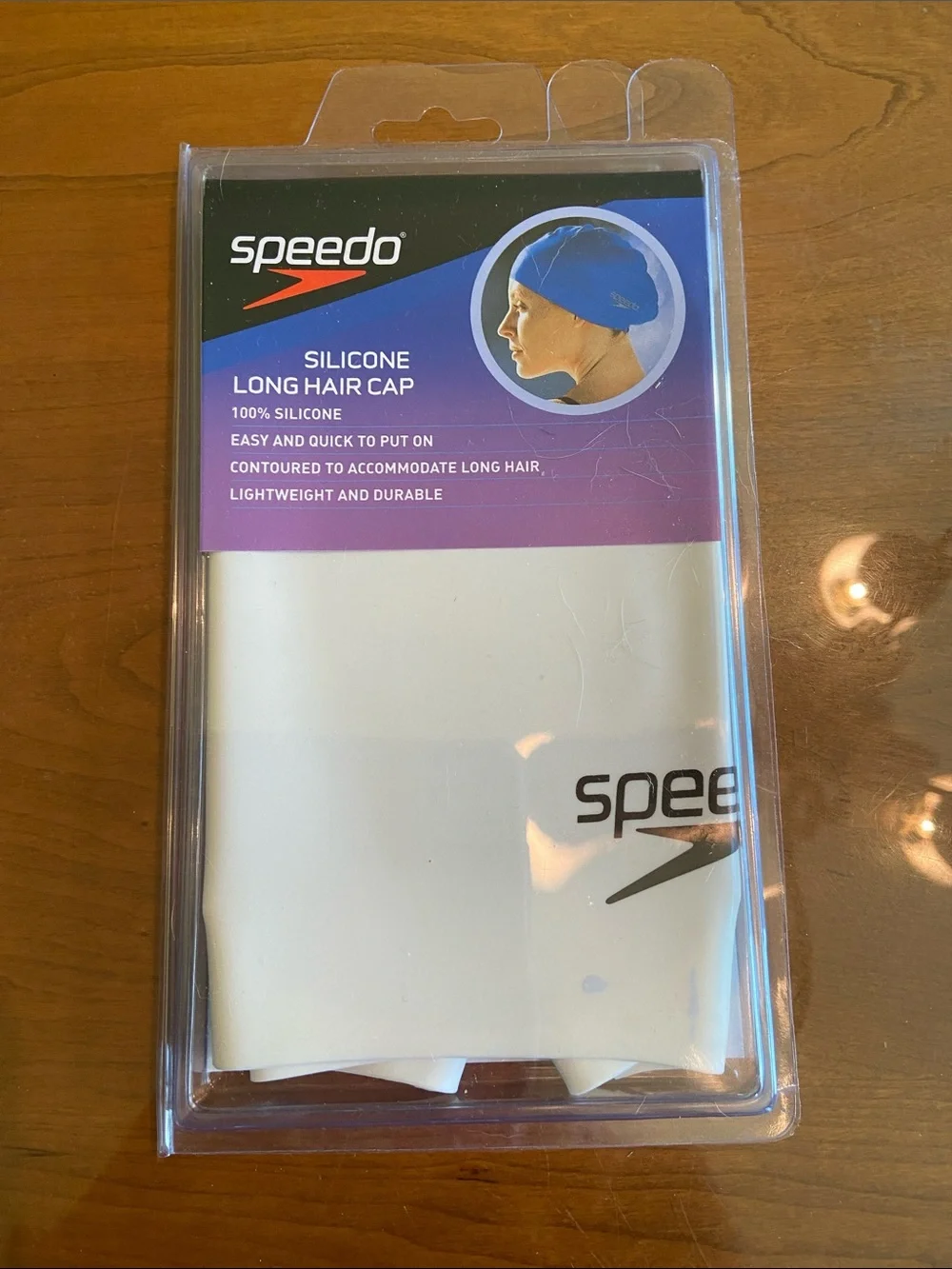Speedo White Silicone Long Hair Swim Cap. Brand New.